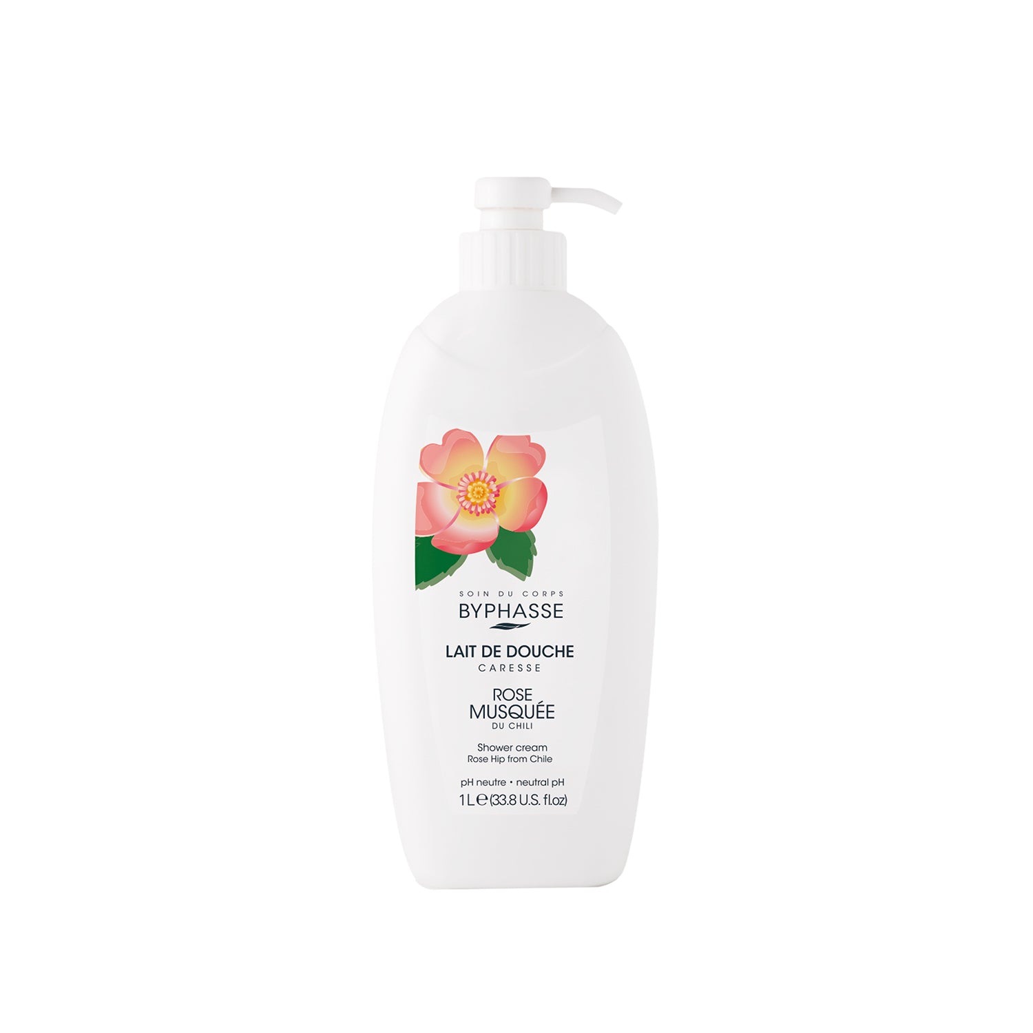 Byphasse Caresse Shower Cream 1L Rosehip