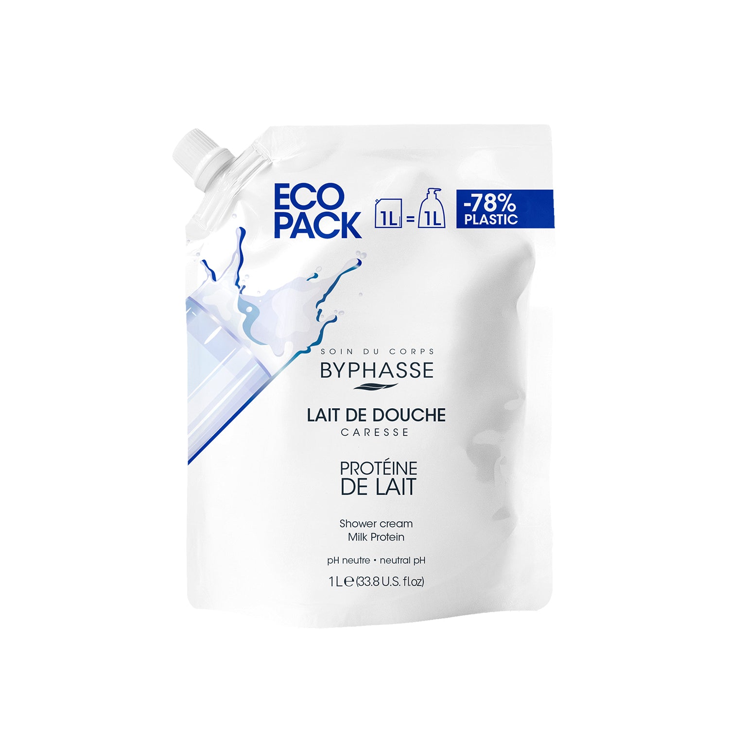 Byphasse Caresse Shower Cream Ecopack 1L Milk Protein