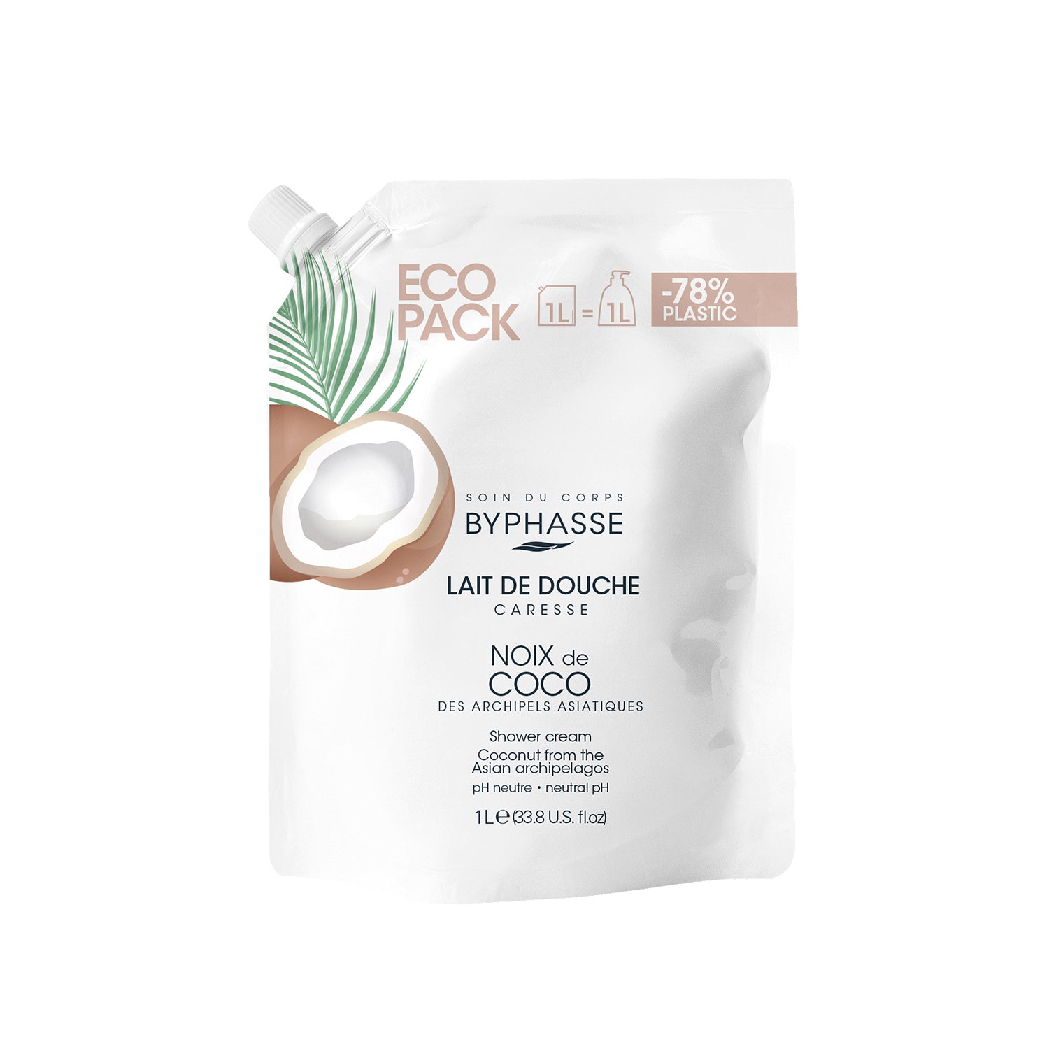 Byphasse Caresse Shower Cream Ecopack 1L Coconut