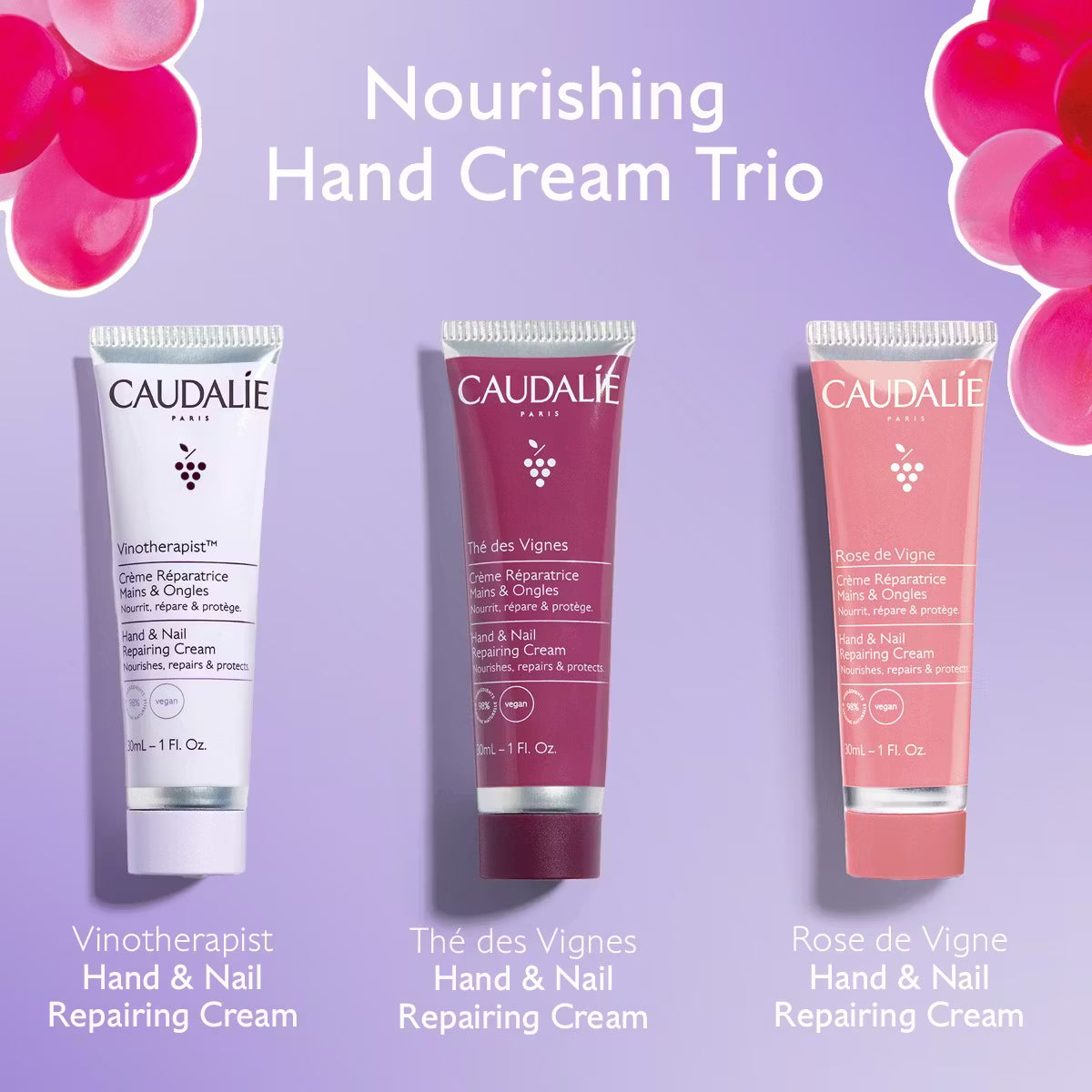 Caudalie trio cremes mains nutrition