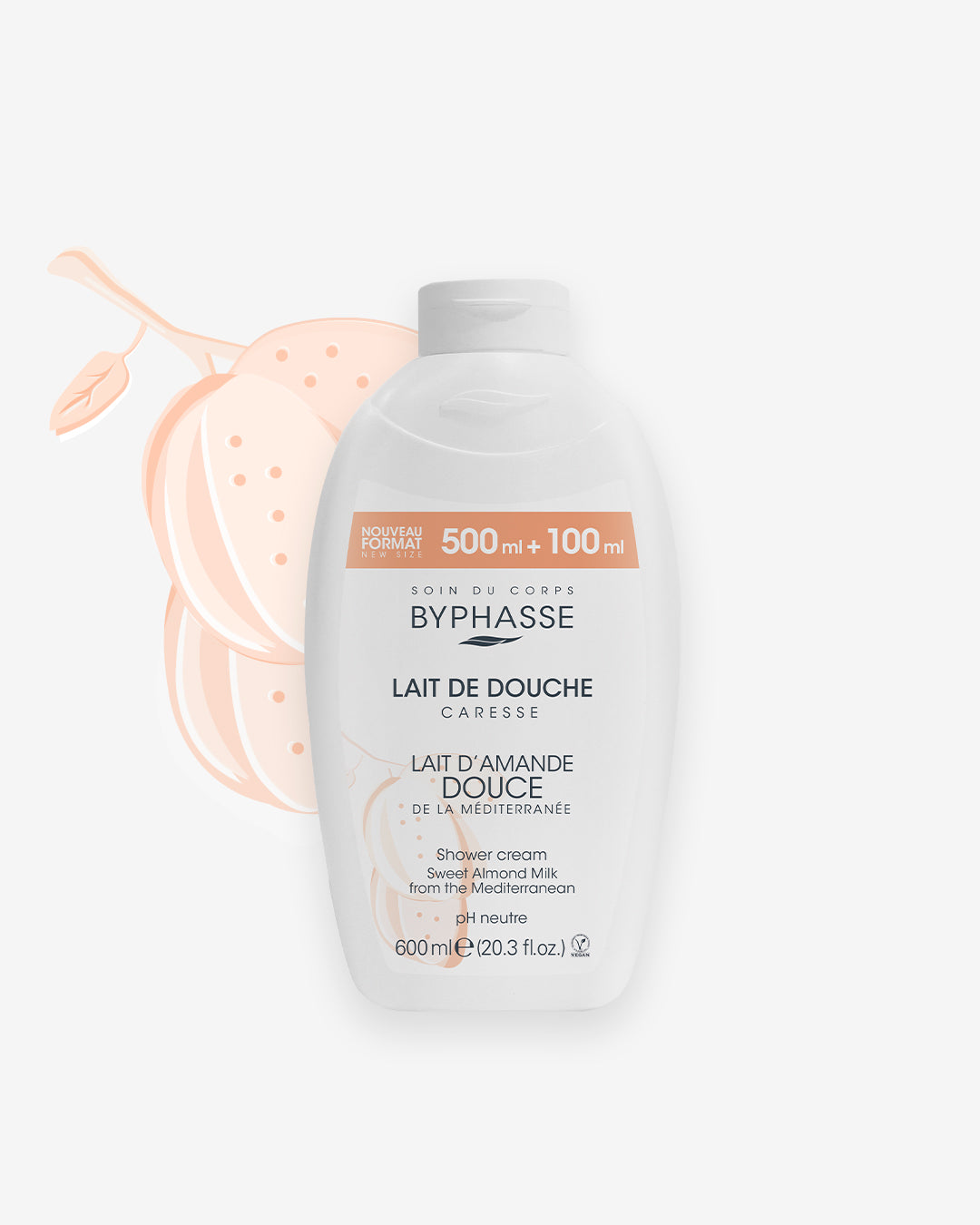 Byphasse Caresse Shower Cream 600ML Sweet Almond Milk