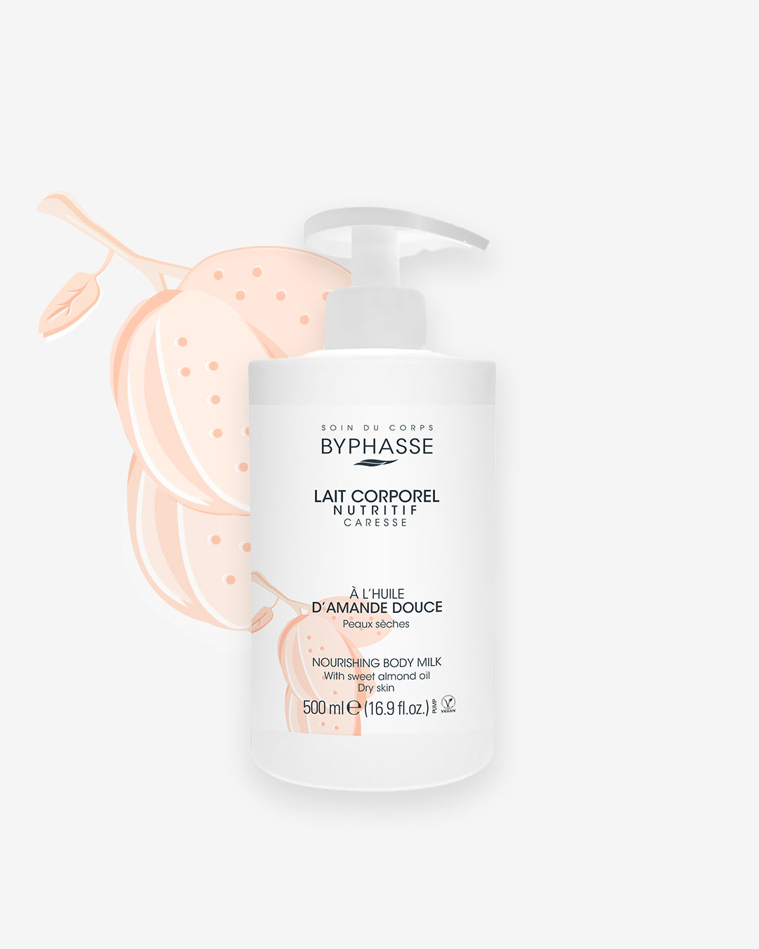 Byphasse Nourishing Body Milk 500ML (Pump) Sweet Almond Oil