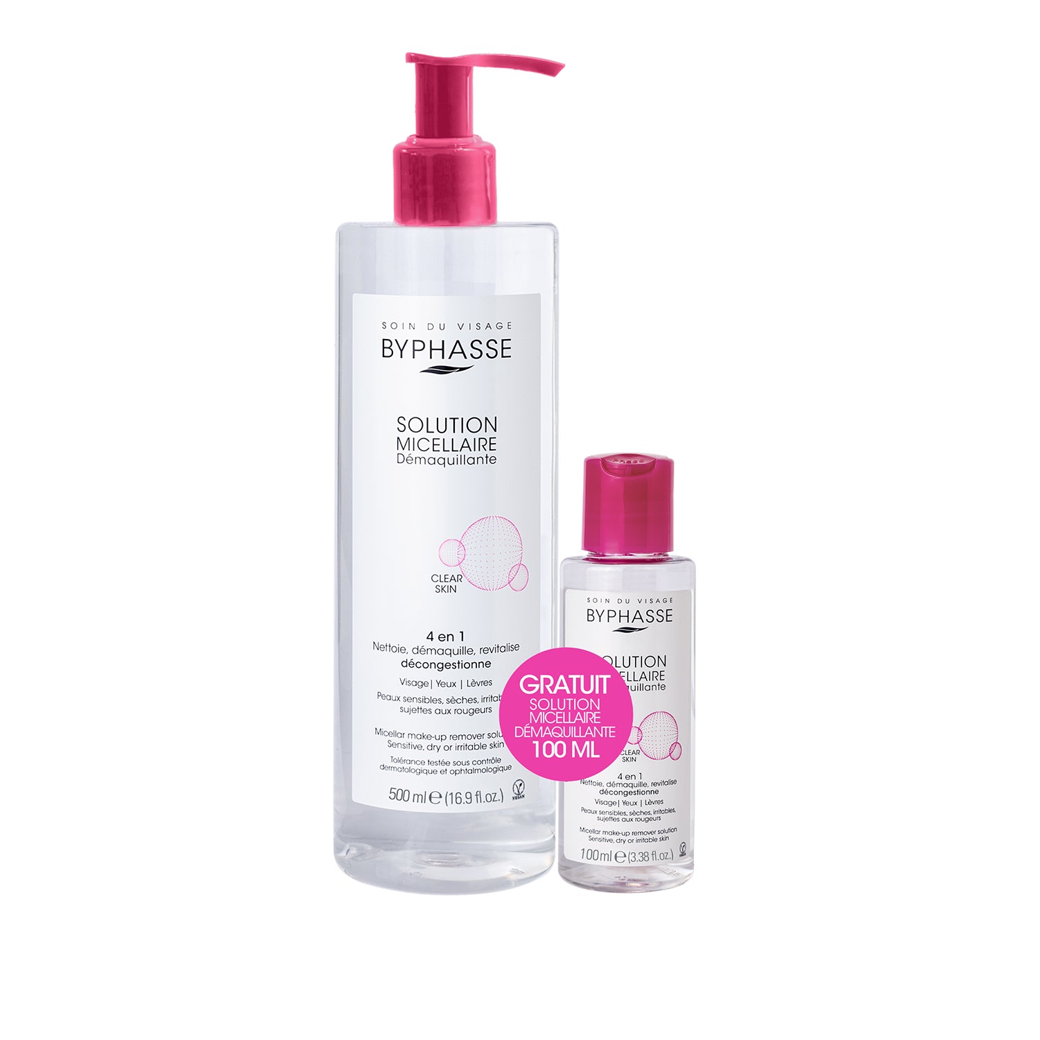 Byphasse Pack Micellar Make-Up Remover Solution Pump 500ML + 100ML