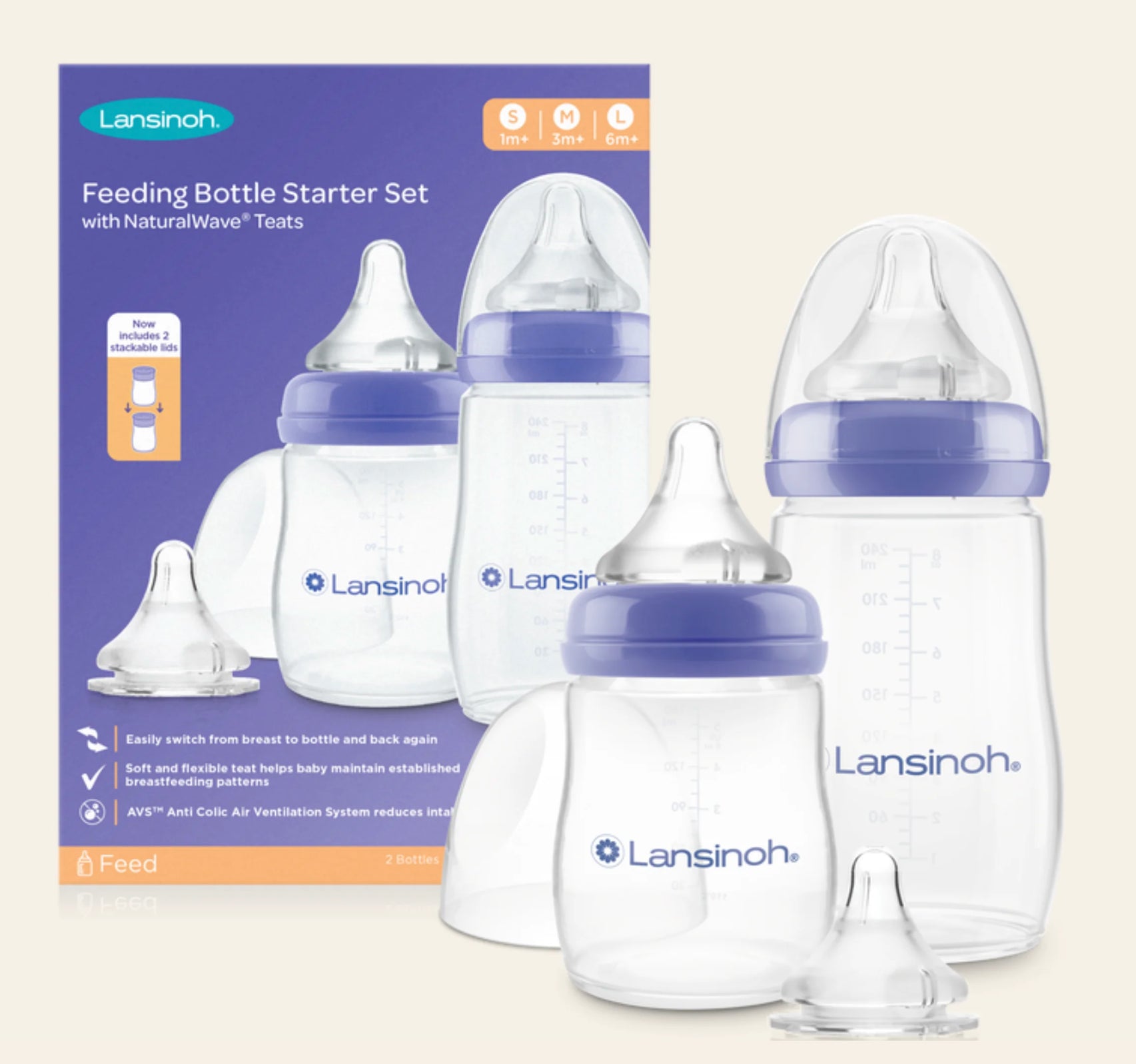 Seti i biberonave plastik – Sarter Set Lansinoh