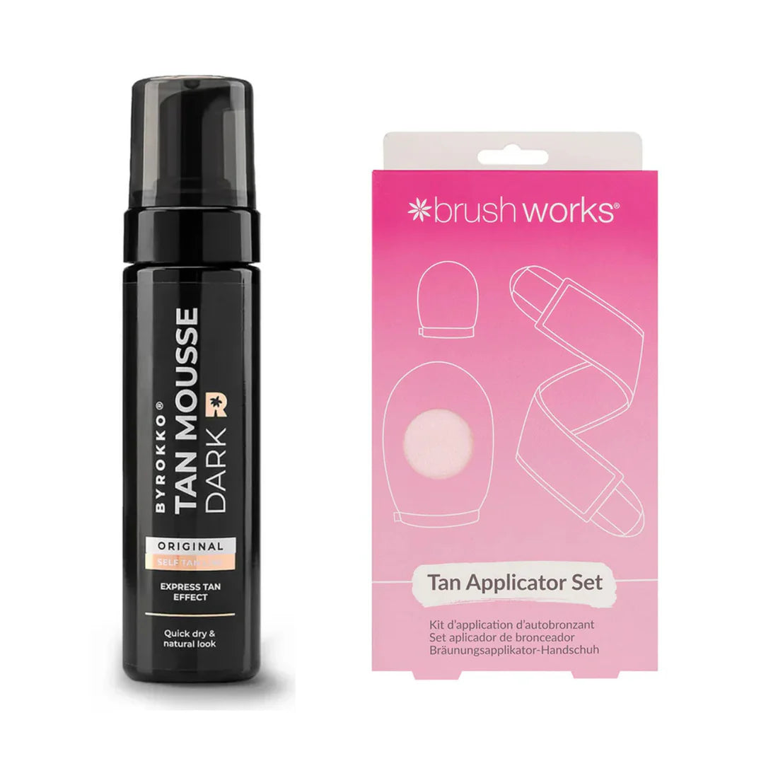 Byrokko Tan Mousse Dark Original 200ML + Brushworks Tan Applicator Set