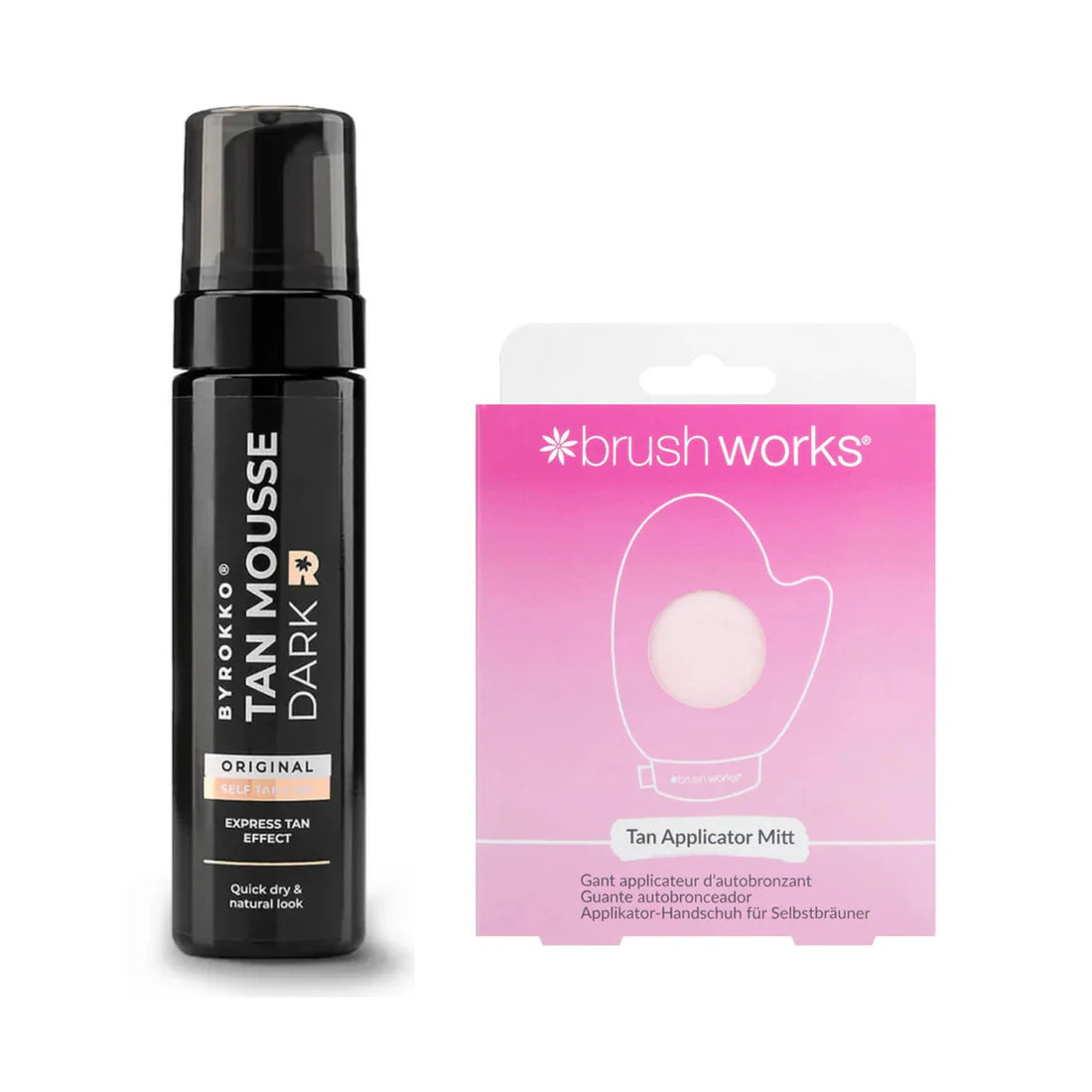 Byrokko Tan Mousse Dark Original 200ML + Brushworks Tan Applicator Mitt