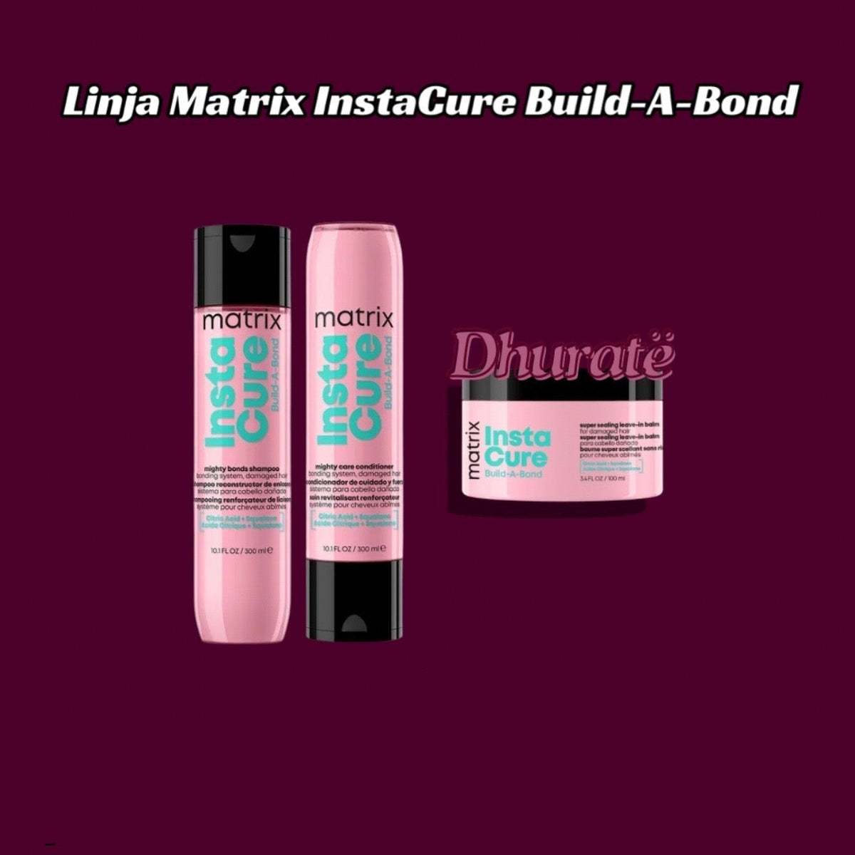 Matrix Instacure Mighty Bonds Shampoo + Mighty Care Conditioner (Super Sealing Leave-in Balm FREE)